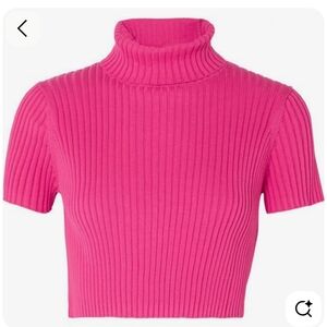 STAUD Lilou Vibrant Pink Ribbed Crop Top